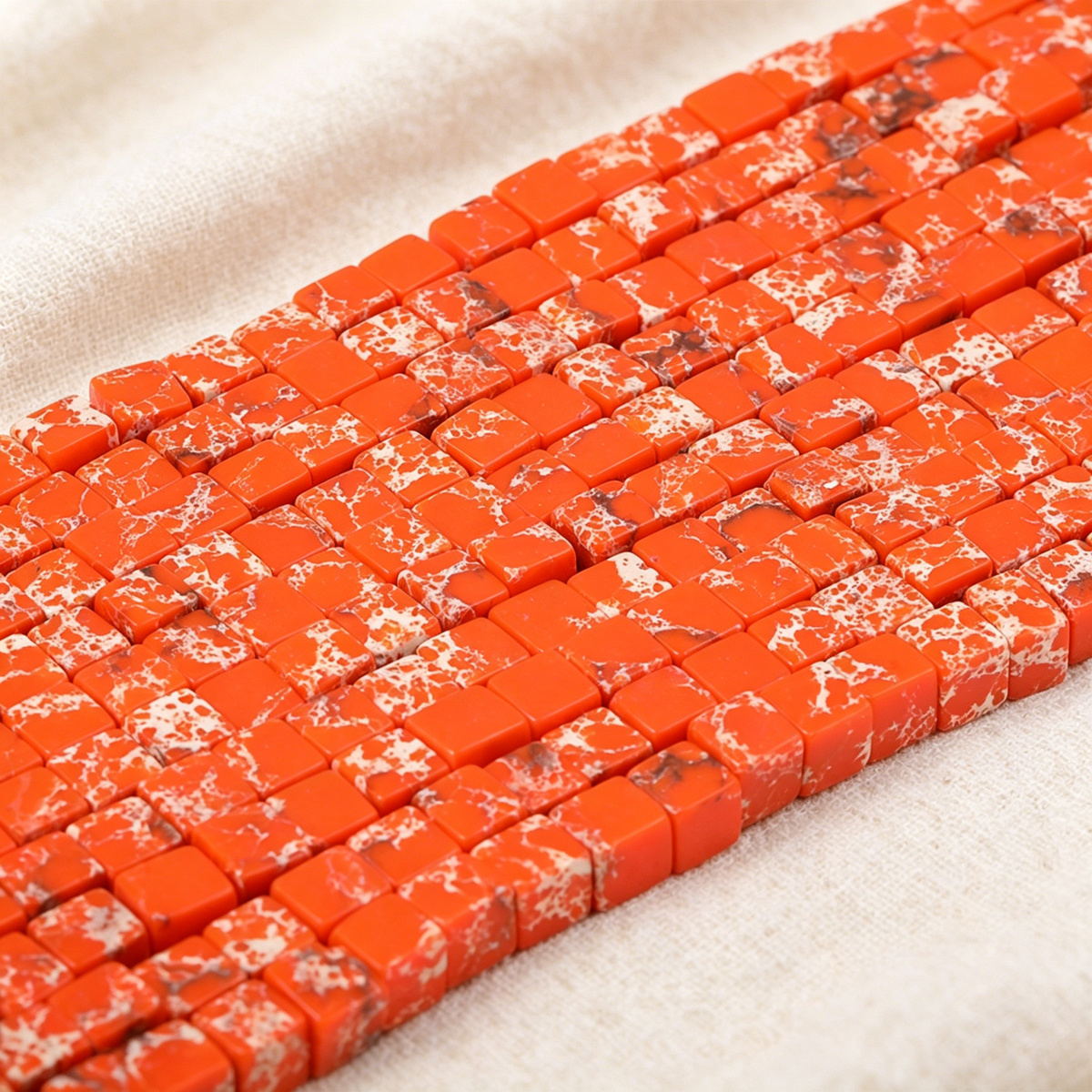 8mm Orange Yellow Jasper Square Beads for Jewelry Making